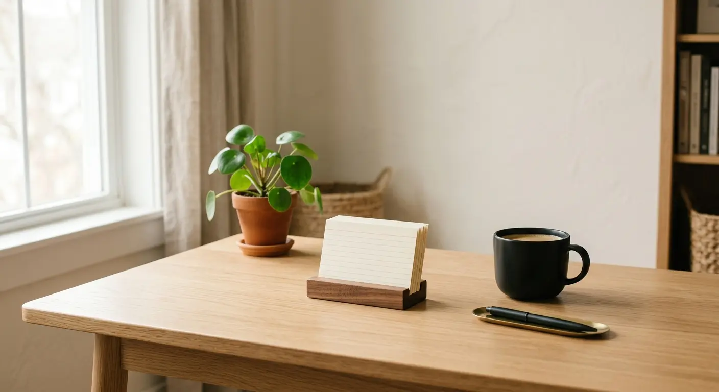 Noto Stand on a beautifully organized desk with warm natural light
