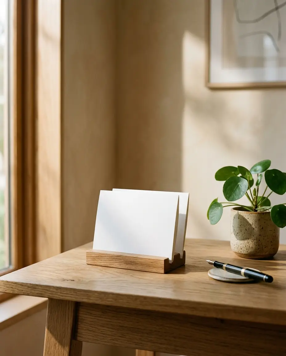 Noto Stand with plant and pen on desk