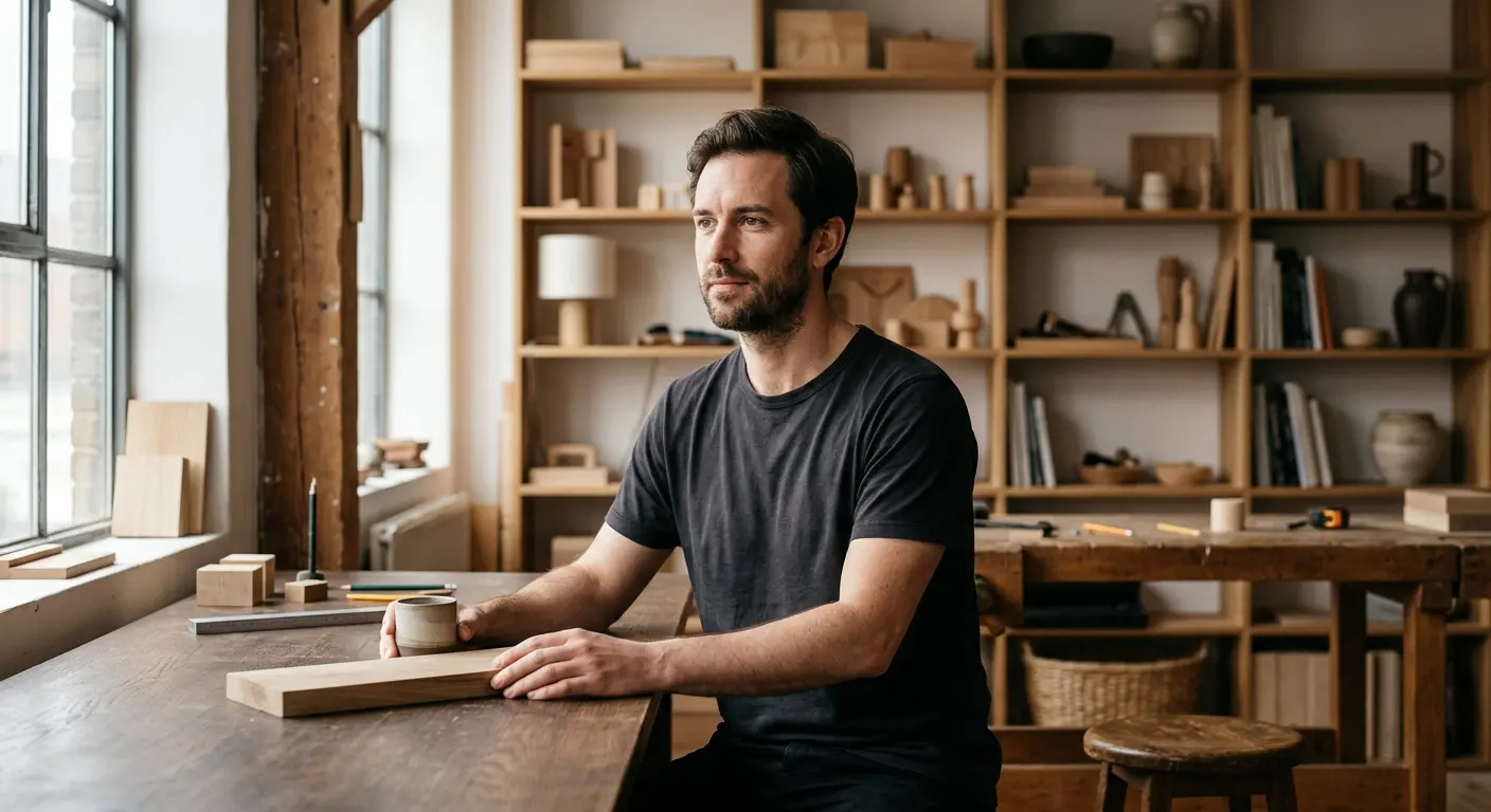 Founder of Noto Supply in his workshop